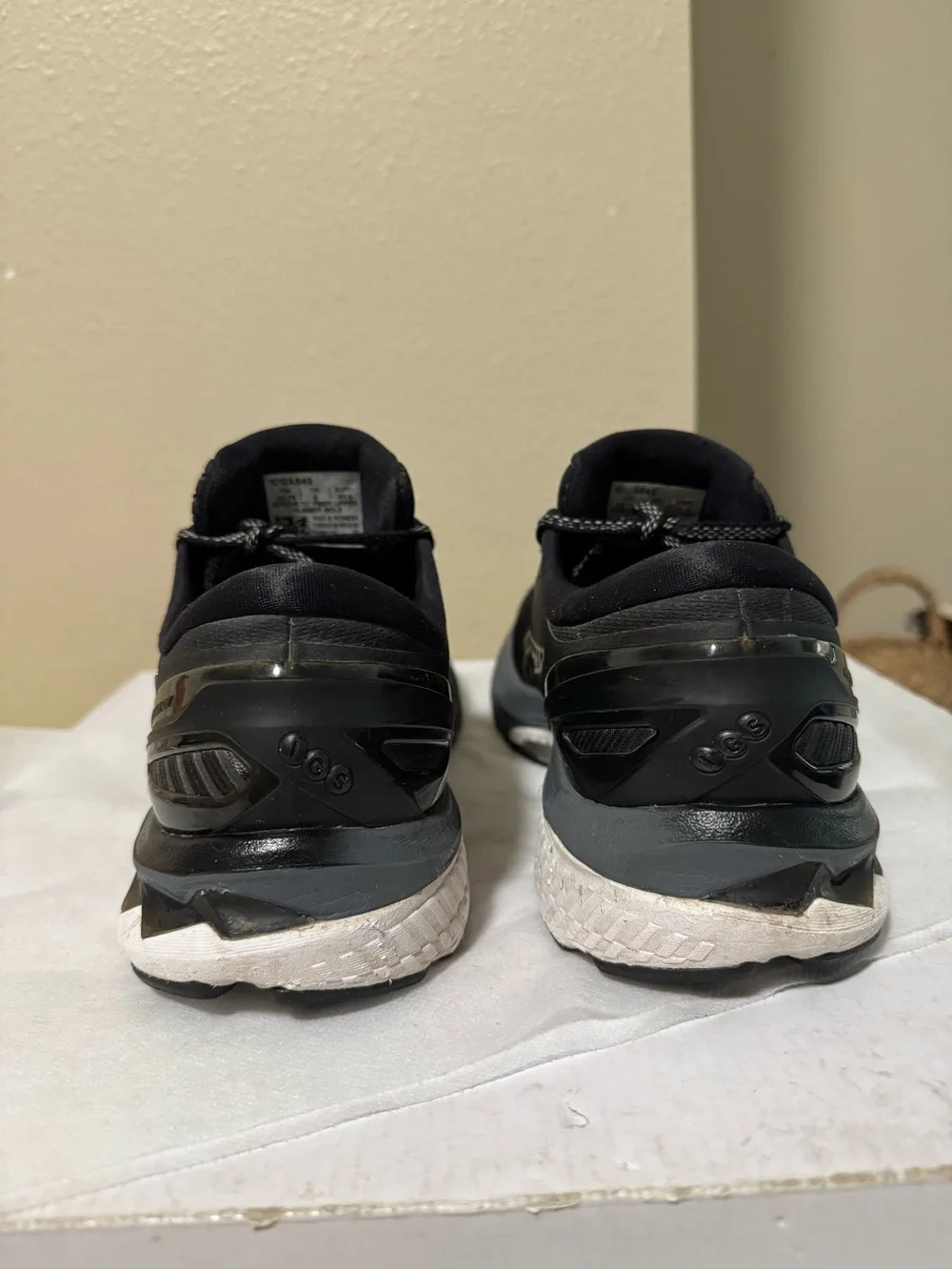 Asics Black Gel Kayano 27 Athletic Running Shoes with White Midsole Accents
